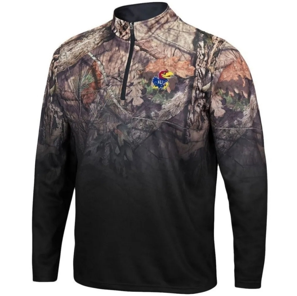 Kansas Jayhawks Colosseum 1/4 Zip Pullover Jacket Mossy Oak Camo Men Medium NWT